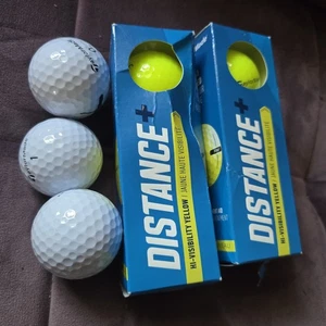TaylorMade Distance + Plus Golf Balls - High Visibility Yellow & White- 9 New  - Picture 1 of 9