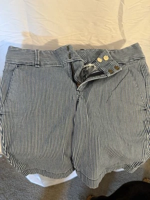 Shorts femininos listrados azul e branco Andie tamanho 8 - Imagem 1 de 4