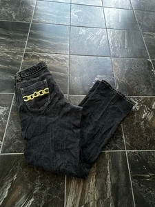 Southpole Vintage Y2K Skater Grunge Chain Design Rhinestone Jeans Womens 16 - Picture 1 of 10
