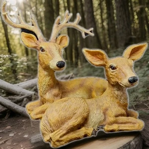 Weihnachtsbock und Reh Polyresin Hirsch Figuren Weihnachtsdeko / Rasenschmuck - Bild 1 von 22