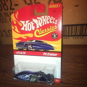 Hot Wheels Classics Series 1 Pit Cruiser Bike Motorcycle Chopper Blue With Flame
