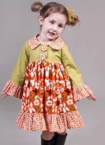 Jelly the Pug Maple Lily Toddler Floral Dress Ruffle Bell Sleeves Size 4 - Picture 1 of 7