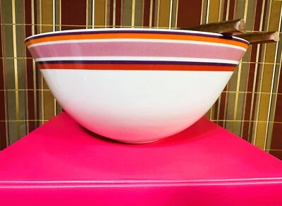 Juego de ensaladas Kate Spade New York Wickford a rayas 11,75 pulgadas con servidores de madera *NUEVO* Foto 1 de 4