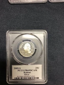 PCGS PS69DCAM ~ 2005-S KANSAS SILVER QUARTER ~ KANSAS FLAG LABEL ON REVERSE - Picture 1 of 4