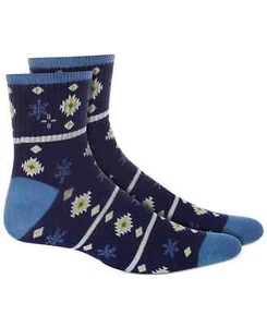 Sun + Stone Men's 1-Pair Half-Calf Quarter Socks, Blue Snowflake, Shoe Size 7-12 - Picture 1 of 4