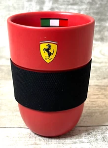 FERRARI Scudetto Red Ceramic Handless Cup Mug With Silicone Grip - Picture 1 of 14