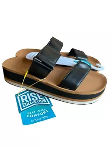 New Cobians Womens (Select Size) Vira Rise Black Strap Sandals High Wedge - Picture 1 of 3