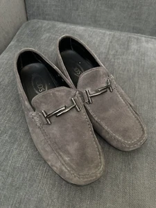 Tod's City Gommino grau Wildleder Doppel-T-Schnalle Halbschuhe 9 - Bild 1 von 5