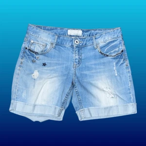 Pantalones Cortos Maurices Lavado Ligero Bordados Tiro Bajo Denim Puños Talla 8 #45 - Imagen 1 de 6