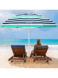 Beach umbrella outdoor parasol adjustable umbrella canopy backyard pool - Picture 1 of 7