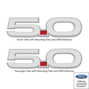 Se adapta al par de emblemas Mustang 5.0 cromado genuino Ford con licencia OEM - Imagen 1 de 2