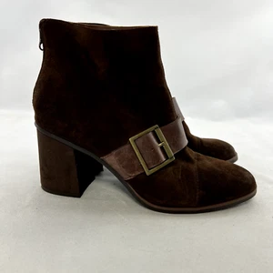 Korks Damenstiefel 9,5 M braun Leder Denoon-Absatz Stiefeletten Reißverschluss Booties Schnalle - Bild 1 von 13