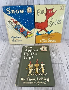 (3) Dr.Seuss Books: Ten Apples Up On Top; Snow; Fox in Socks -1st Ed. Hardbacks - Picture 1 of 24