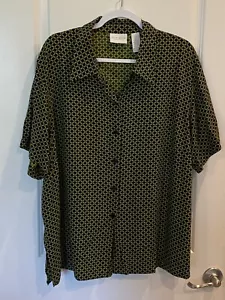 Elizabeth Damen 20 Shortsleeve Knopfleiste Bluse, schwarz & grün - Bild 1 von 11