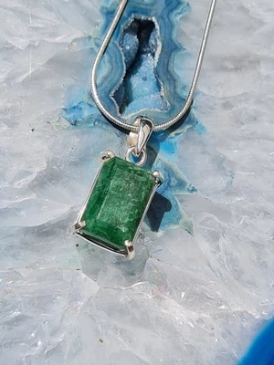 Geschenkset: Smaragd Anhänger in Silber plus Silberkette   (E35) - Bild 1 von 4