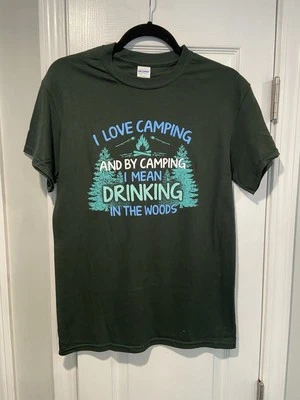 Новый без ценников зеленый размер S графический принт футболка любовь кемпинг питьевой лес смешной - Изображение 1 из 4