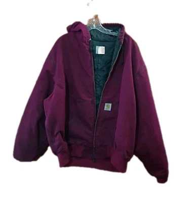 Vtg Carhartt JQ281 Jacket Sz XXL Burgundy Wine Red Canvas Quilted RARE USA  - Image 1 of 4