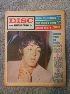 Disc and Music Echo September 14th 1968 Beatles Paul McCartney Cover - Picture 1 of 5