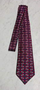 Cravatta uomo Hermes 100% seta made in France rosso blu geometrica 7186 UA 56” - Foto 1 di 6