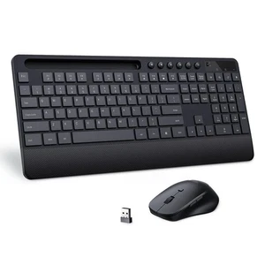 PC321 Ergonomic Wireless Keyboard Mouse Combo with Phone Holder & Shortcuts - Afbeelding 1 van 7