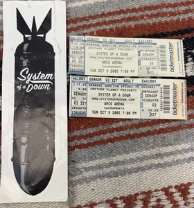 Menge 2 2005 System Of A Down Argo Sacramento Arena Ticket Stub mit Promo Sticker - Bild 1 von 4