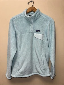 Patagonia Women’s Light Atoll Blue/Aqua Re-Tool Snap-T Polartec Fleece Pullover - Picture 1 of 10