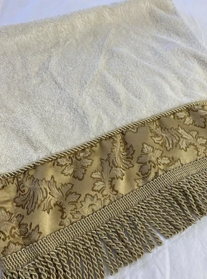 Toalla de mano de baño vintage con flecos de jaquard dorado Croscill excelente lingote Foto 1 de 3