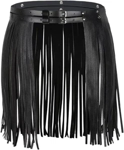 Breiter Taillengürtel Aus PU Leder Mit Quaste Für Damen Schwarzer Western Punk - Bild 1 von 7