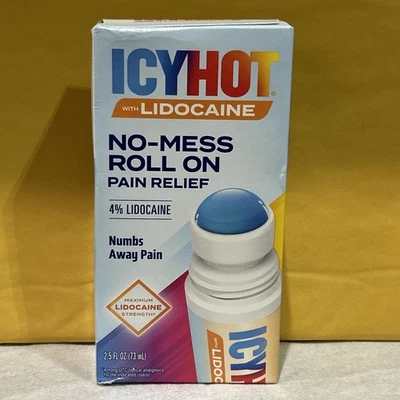 Icy Hot com lidocaína 4% sem bagunça rolo no alívio da dor 2,5 fl oz força máxima NOVO - Imagem 1 de 4