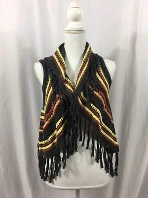 Cecico Mujer Gris Suéter Chaleco Pequeño Gris Carbón Flecos Nuevo Con Etiquetas Foto 1 de 4