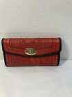 Vintage Red  Hand Tooled Women?S Leather Purse Wallet