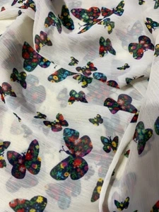 NEW Colorful Sheer Butterfly FLOWERS Floral Crinkle Chiffon Fabric Flowy JO-ANN - Picture 1 of 2