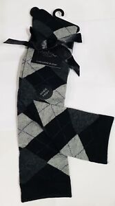 MeMoi Argyle Shades Cashmere Blend Knee High Black Gray One Size