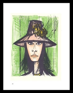 1967 Bernard Buffet Lithograph 23 "Femme avec Chapeau Rose" (Woman w/ Pink Hat) - Picture 1 of 2