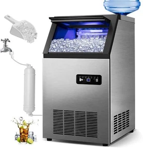 Commercial Ice Maker Stainless Steel Undercounter Ice Cube Machine Freestanding - Picture 1 of 10