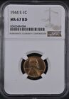 1944-S RD 1C Lincoln Wheat One Cent NGC MS67RD  6545548-004