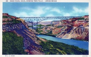 Postal Snake River Idaho Showing Twin Falls Jerome Bridge - Imagen 1 de 2