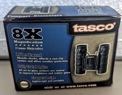 Tasco 165RB Black Compact Folding Binoculars 8x21 Fully Coated Optics Vintage - Image 1 of 2