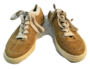 Rocket Dog Womens Size 7 Tan Corduroy Fuax Fur Lace Up Sneakers Shoes HIpster - Picture 1 of 12