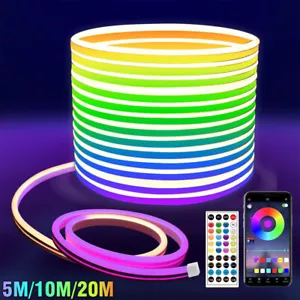 RGB Neon LED Stripe Streifen 24V Flex Schlauch Lichtband Dimmbar,Bluetooth APP - Bild 1 von 19