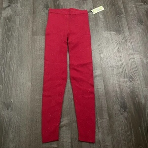 NWT Genuine Kids Girls Red Tight Leggings Pull On Skinny Holiday Size L 10/12 - Picture 1 of 4