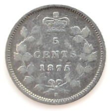 1875-H CANADA 5 CENTS SILVER COIN KEY DATE