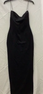 Asos Design Cami Maxi Dress Womens Size 4 Black Side Slit Bodycon Fit Pullover - Picture 1 of 7