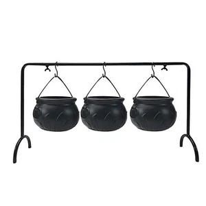 3pcs Halloween Witch Cauldron Flame Bucket Sweet Candy Holder Pot With Holder - Picture 1 of 11