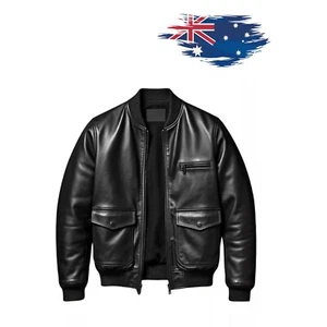 Men’s A-2 Aviator Air Force Pilot Leather Jacket Aviator A2 Flight Bomber Jacket - Bild 1 von 6