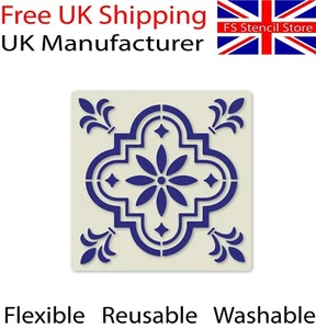Mediterranean No.5 Tile Crafting Stencil Washable Reusable Mylar 10cm or 15cm - Picture 1 of 10