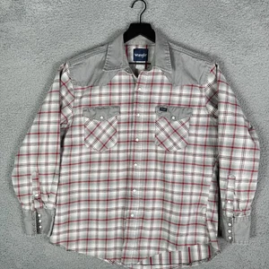 Vintage Wrangler Brushpopper Western Hemd Herren Large kariert Pearl Snap Heavy Canvas - Bild 1 von 8