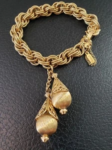 Vintage Buch Stück Monet Bolero Hänger Armband goldfarben Doppelglied - Bild 1 von 9