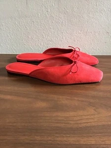 NEW Everlane Ballet Mules Red Suede Slides Flats Women’s 9.5 - Picture 1 of 7