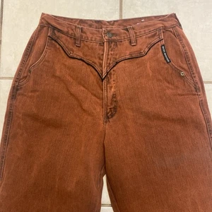 VTG 90s Rockies Jeans RED Women’s 32x35 High Rise Western Rodeo BAREBACK Striped - Picture 1 of 11